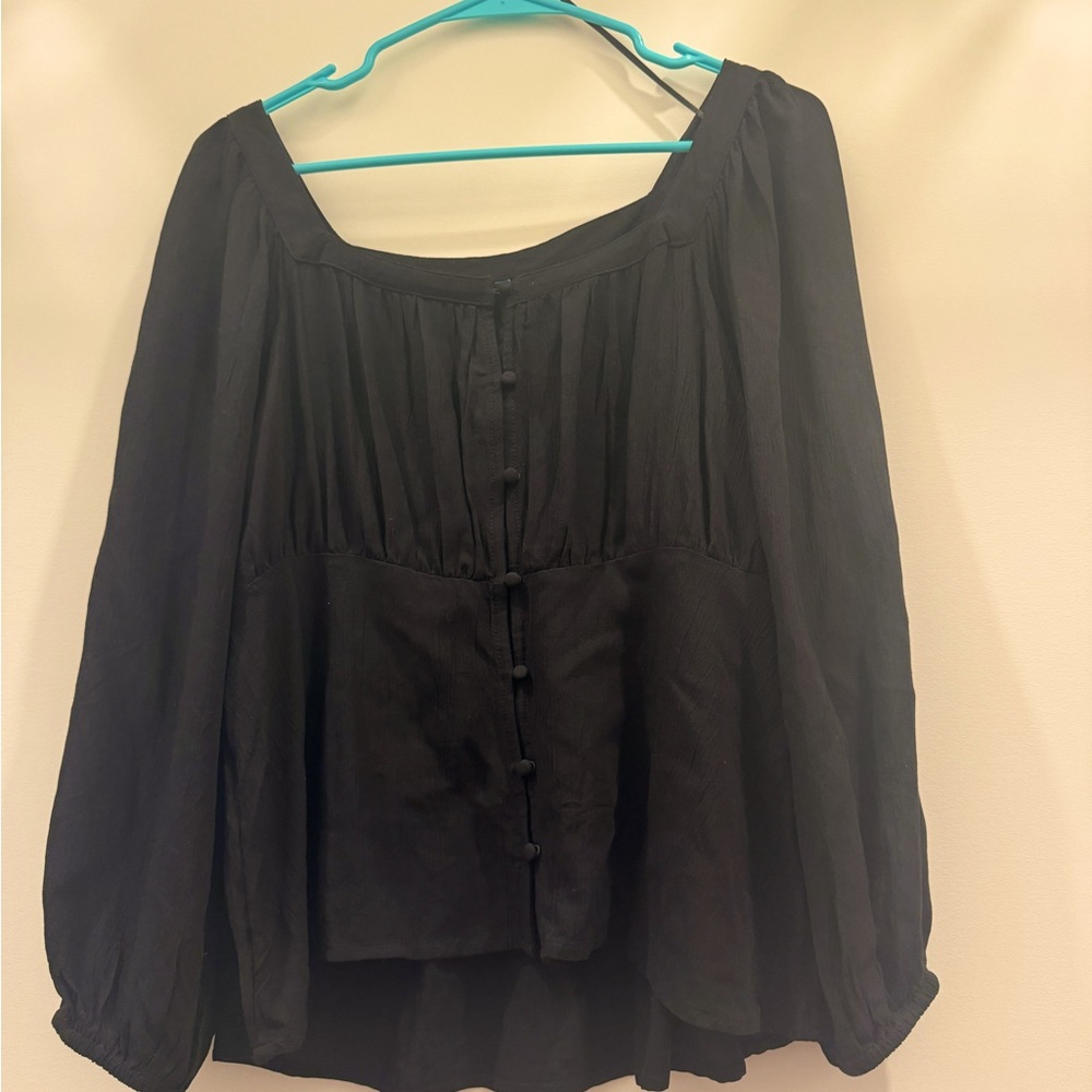 Old Navy Black Long Sleeve Square Top